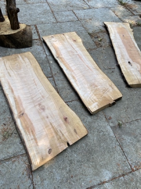 Freshly milled Madrona lumber boards